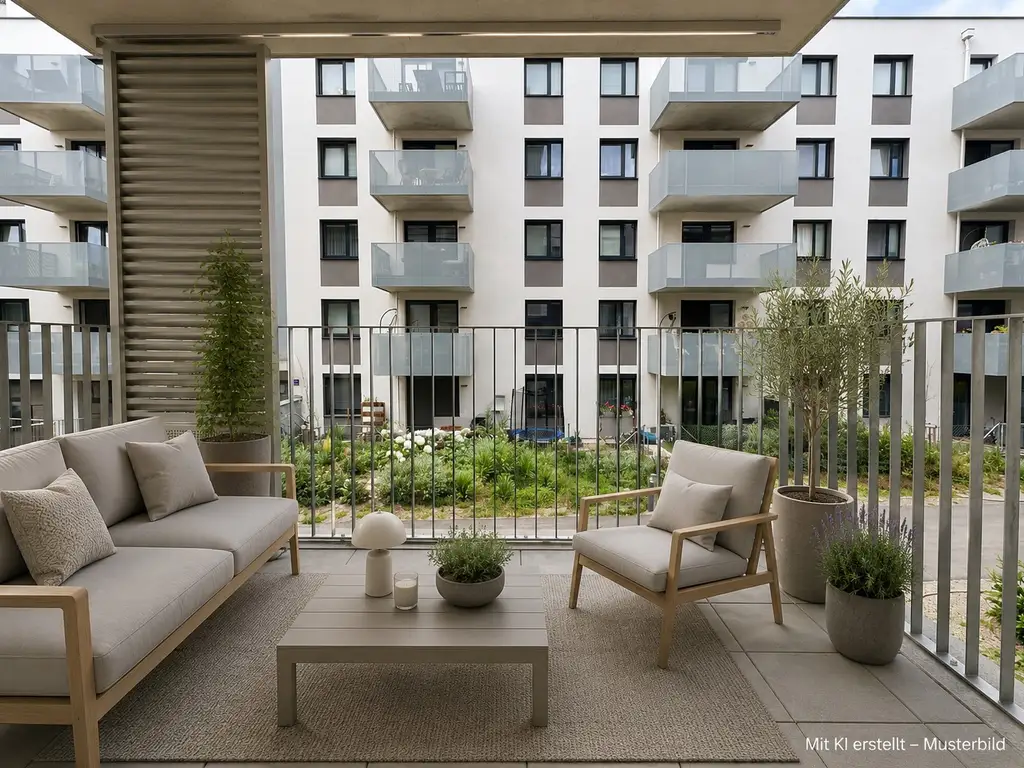 Moderne 2-Zimmer-Neubauwohnung mit Balkon in ruhiger, autofreier Wohnanlage