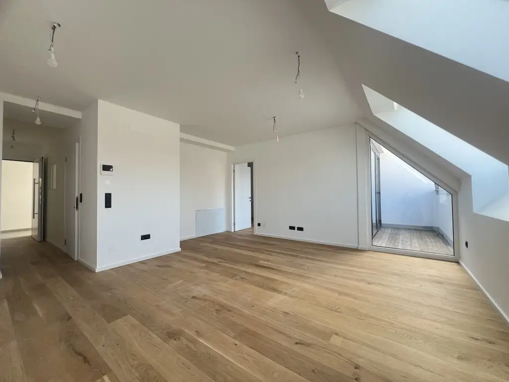 Top moderne DG-Wohnung mit Terrasse & Fernblick - klimatisiert | Erstbezug am Reinlpark